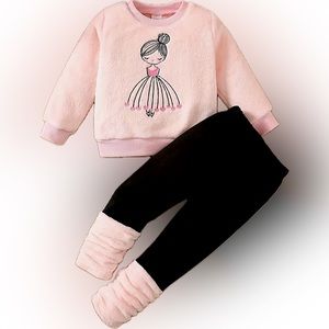 Little Girl Two-Piece Embroidered Casual Set